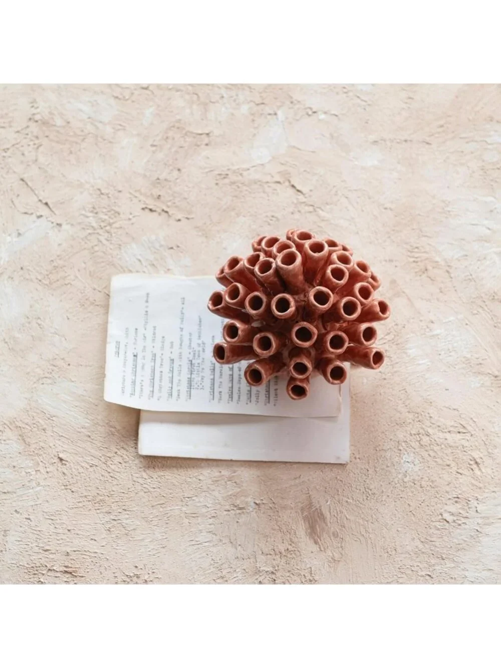 Coral Shaped Stoneware Vase with Crackle Glaze - Unique Home Decor Accent